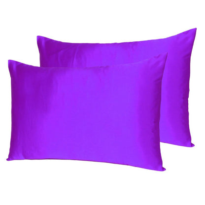 Bright Purple Dreamy Set Of 2 Silky Satin Standard Pillowcases HomeRoots