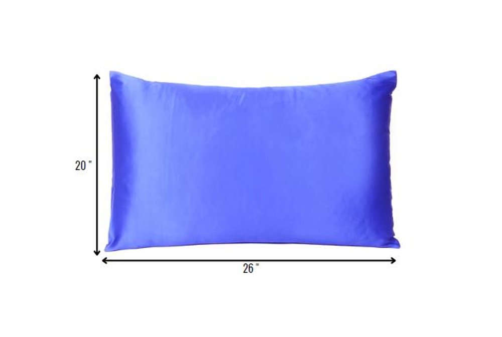 Royal Blue Dreamy Set Of 2 Silky Satin Standard Pillowcases HomeRoots