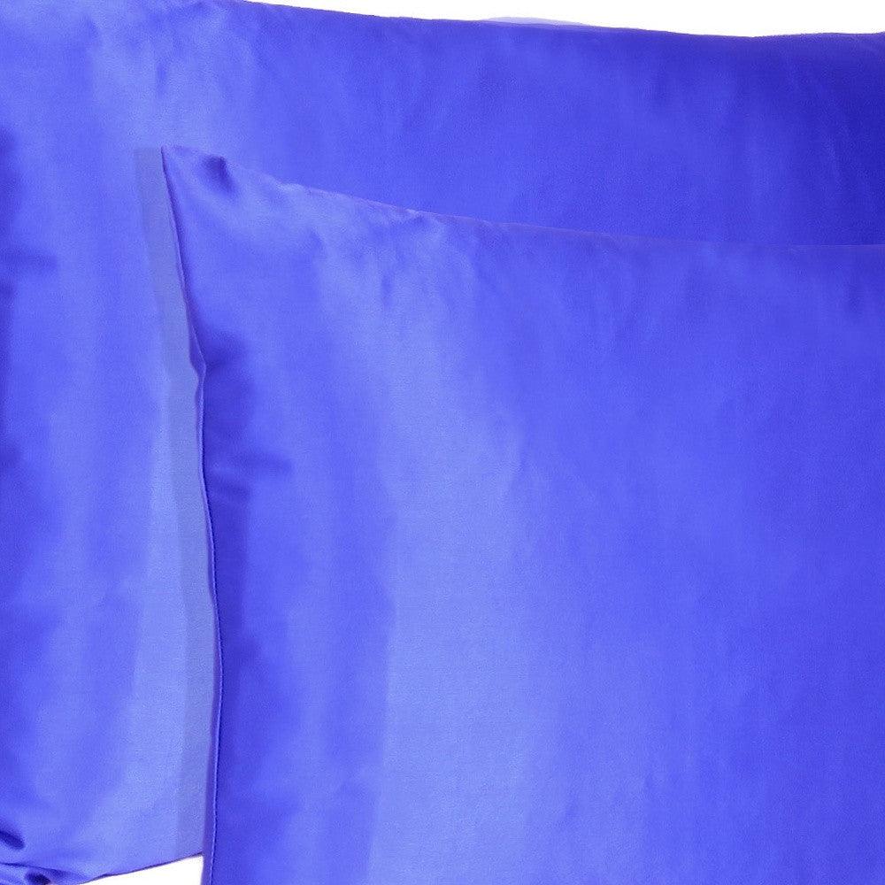 Royal Blue Dreamy Set Of 2 Silky Satin Standard Pillowcases - FurniFindUSA