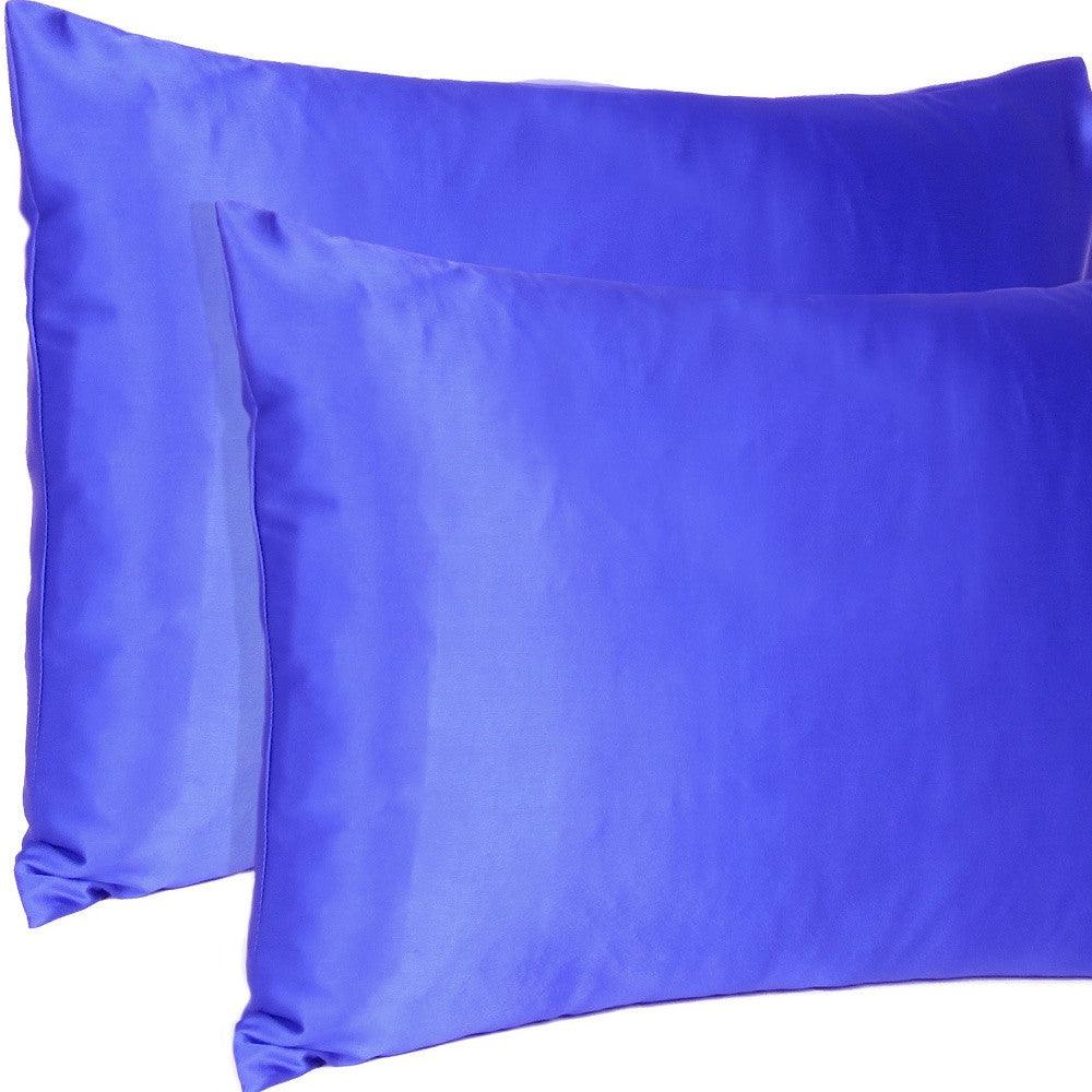 Royal Blue Dreamy Set Of 2 Silky Satin Standard Pillowcases - FurniFindUSA