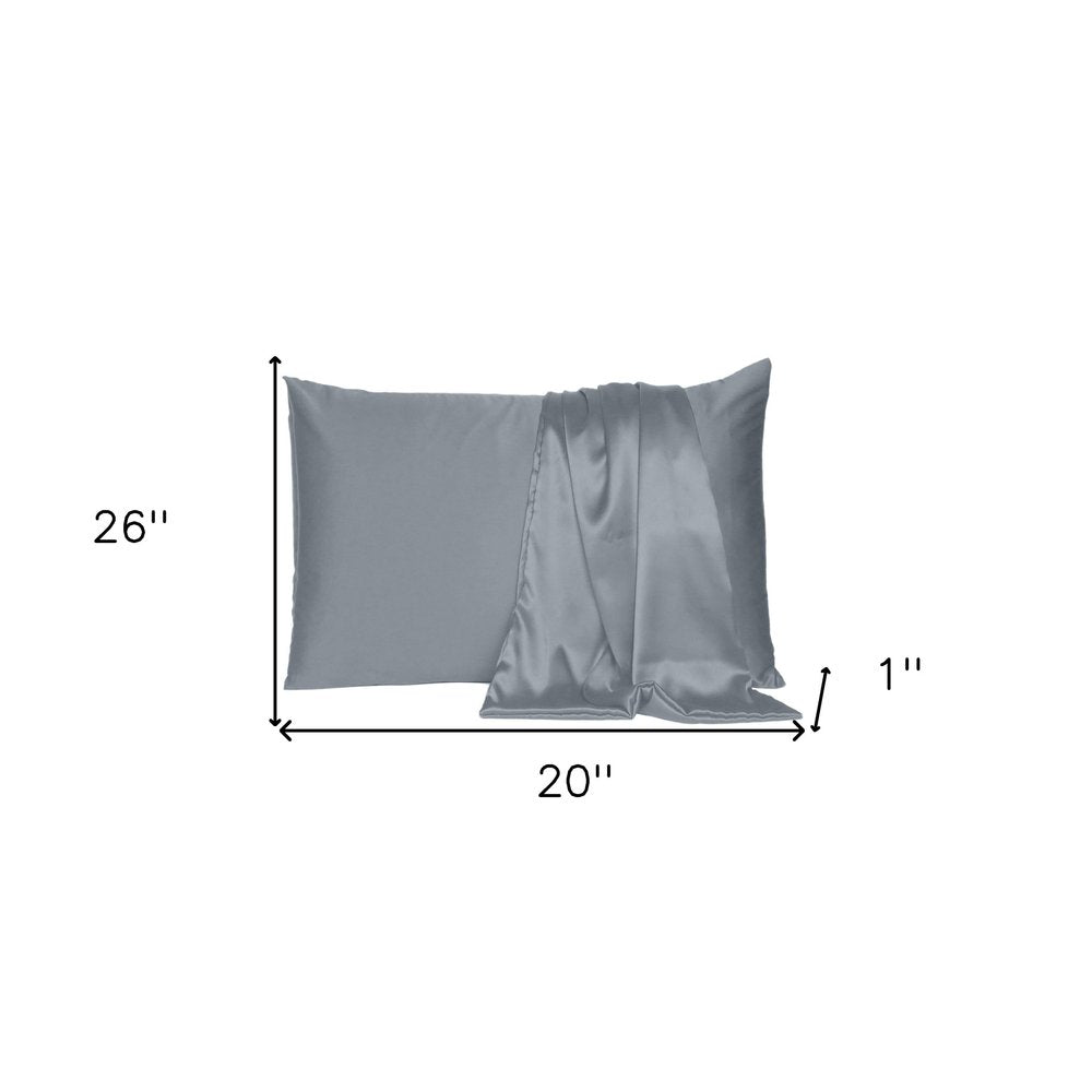 Set Of Two Dark Gray Dreamy Silk Satin Standard Pillowcases HomeRoots
