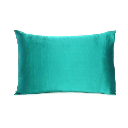 Teal Dreamy Set Of 2 Silky Satin Standard Pillowcases - FurniFindUSA