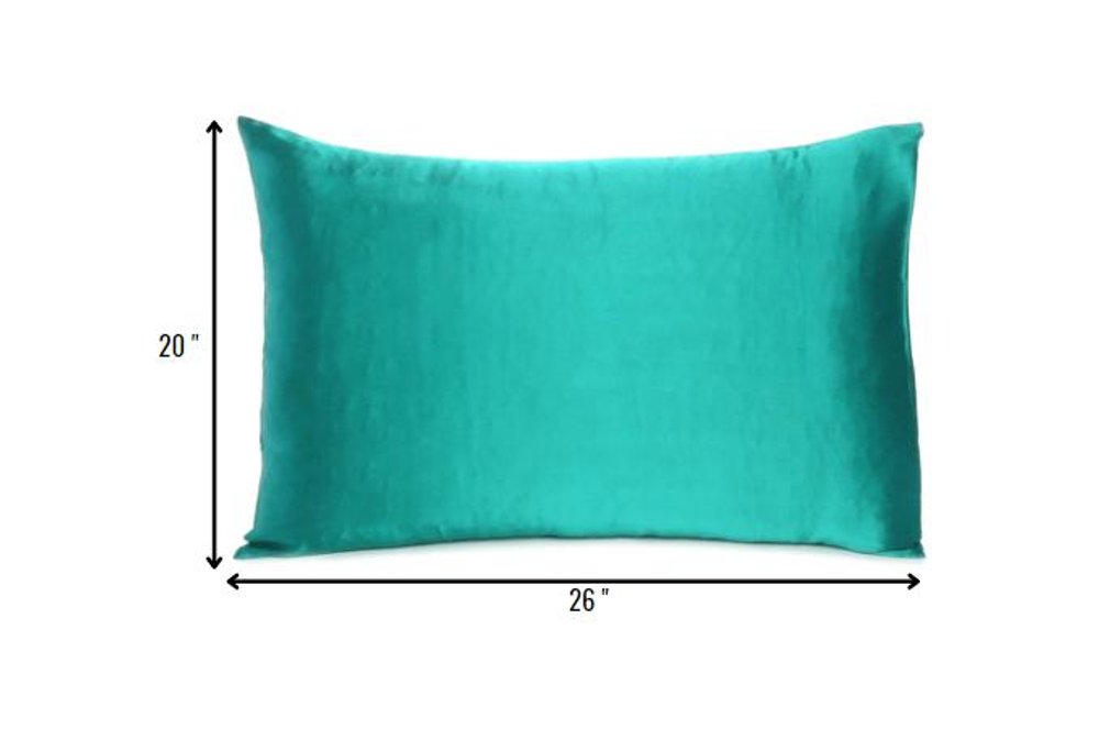Teal Dreamy Set Of 2 Silky Satin Standard Pillowcases HomeRoots