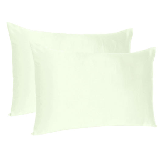 Ivory Dreamy Set Of 2 Silky Satin Standard Pillowcases - FurniFindUSA