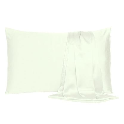 Ivory Dreamy Set Of 2 Silky Satin Standard Pillowcases HomeRoots