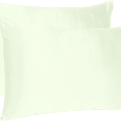 Ivory Dreamy Set Of 2 Silky Satin Standard Pillowcases HomeRoots