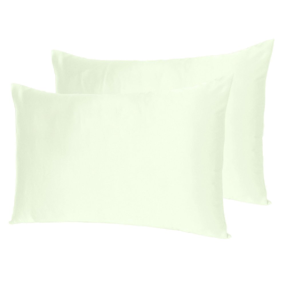 Ivory Dreamy Set Of 2 Silky Satin Standard Pillowcases HomeRoots