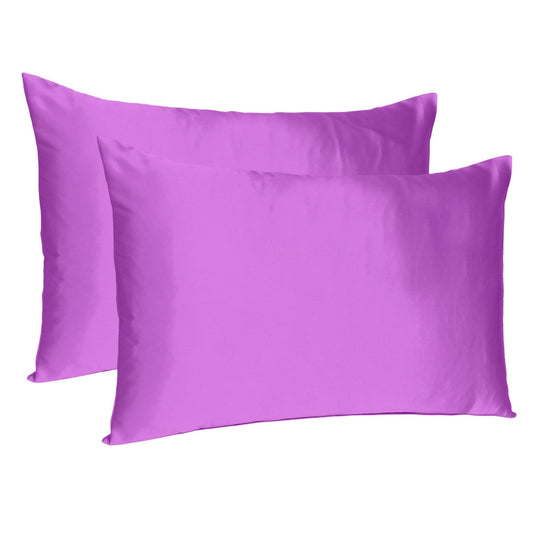 Purple Merlot Dreamy Set Of 2 Silky Satin Standard Pillowcases - FurniFindUSA