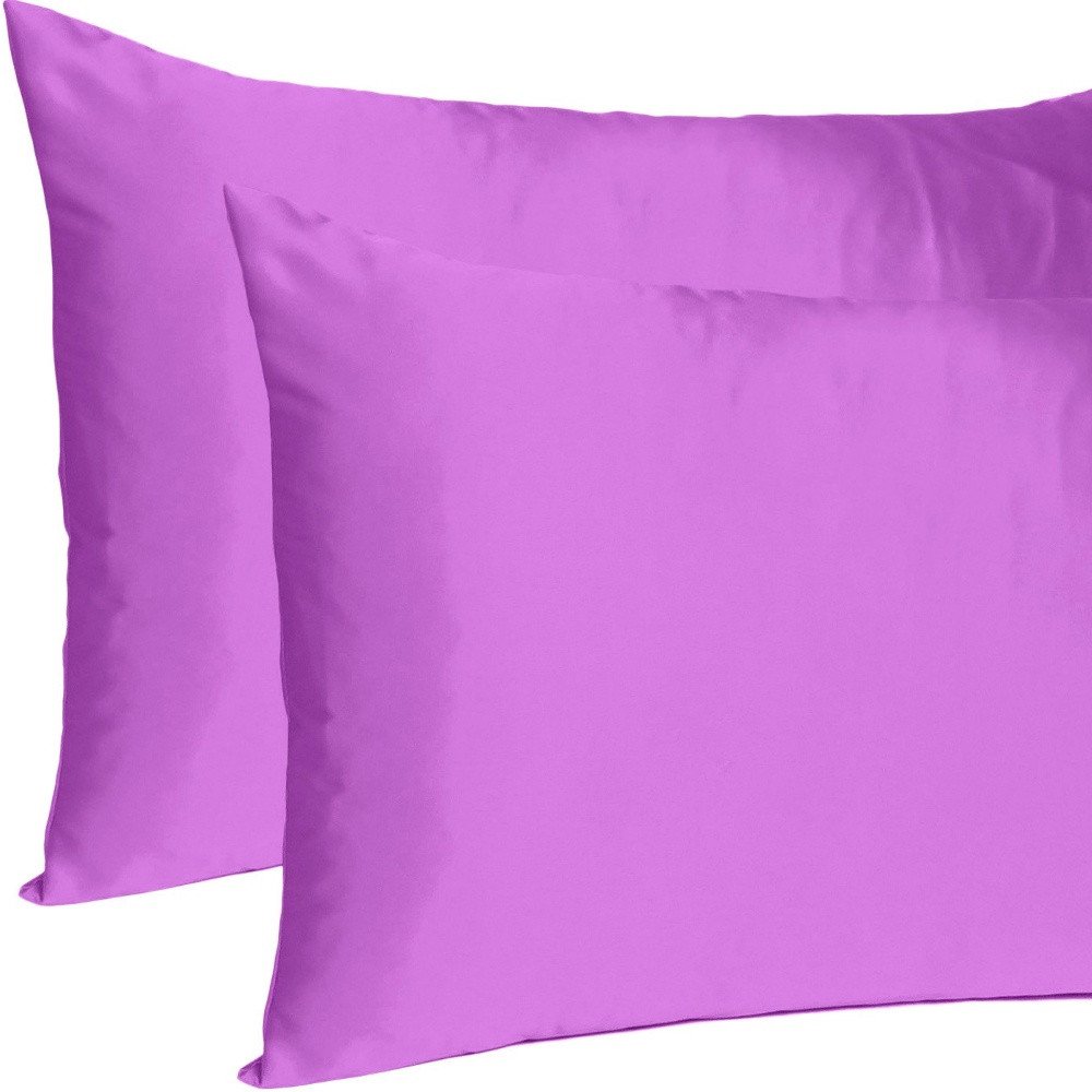 Purple Merlot Dreamy Set Of 2 Silky Satin Standard Pillowcases HomeRoots