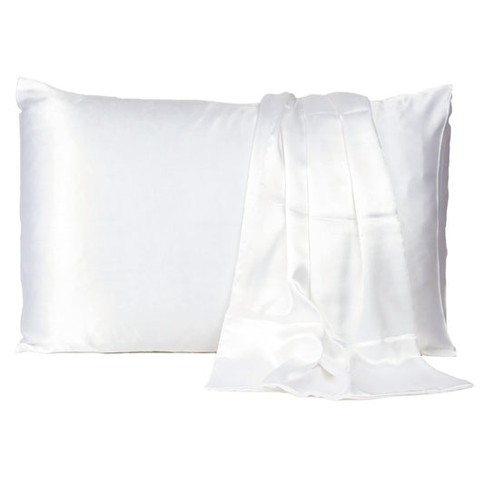White Dreamy Set Of 2 Silky Satin Standard Pillowcases HomeRoots
