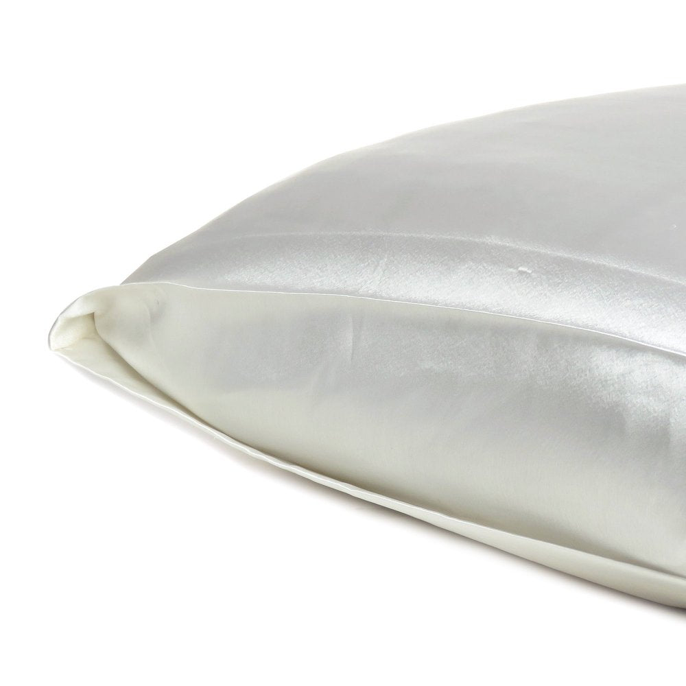 White Dreamy Set Of 2 Silky Satin Standard Pillowcases HomeRoots