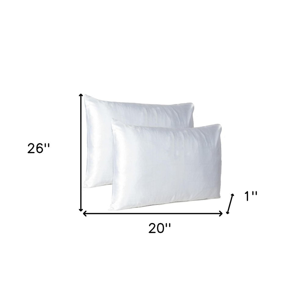 White Dreamy Set Of 2 Silky Satin Standard Pillowcases HomeRoots