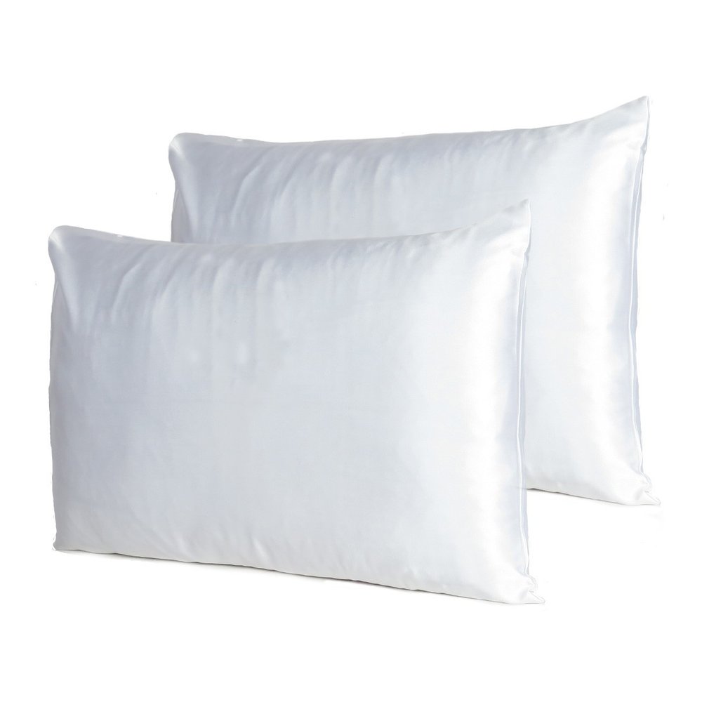 White Dreamy Set Of 2 Silky Satin Standard Pillowcases HomeRoots