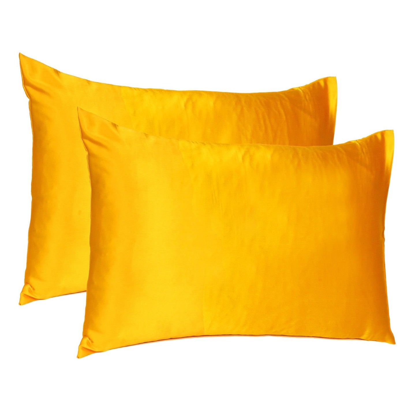 Goldenrod Dreamy Set Of 2 Silky Satin Standard Pillowcases - FurniFindUSA