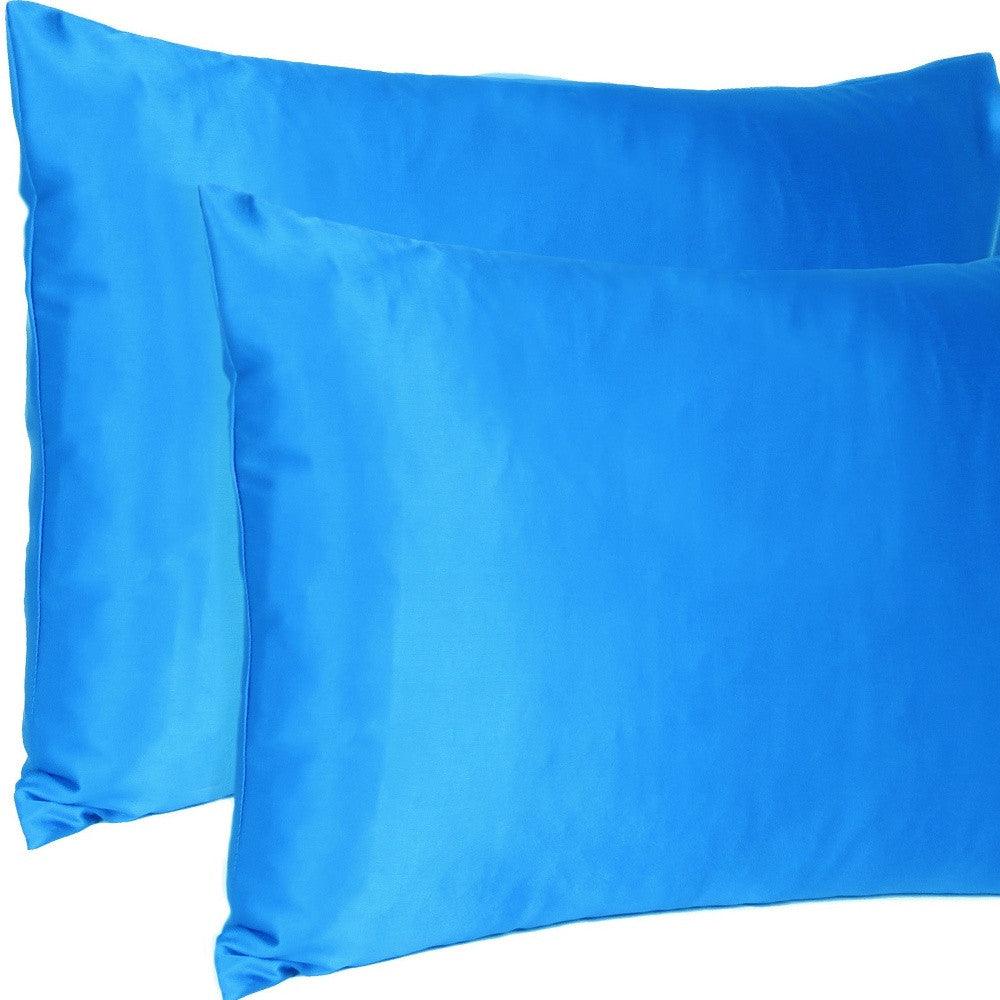 Blue Dreamy Set Of 2 Silky Satin Queen Pillowcases - FurniFindUSA