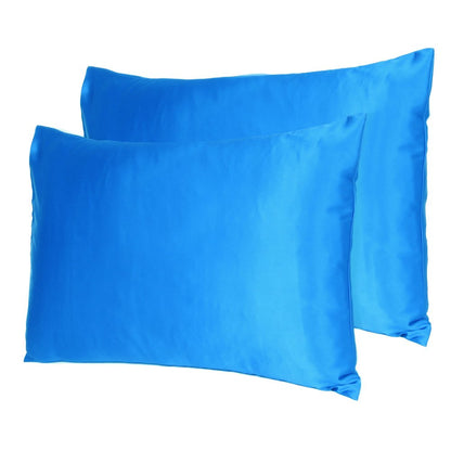 Blue Dreamy Set Of 2 Silky Satin Queen Pillowcases HomeRoots
