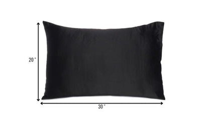 Black Dreamy Set Of 2 Silky Satin Queen Pillowcases HomeRoots