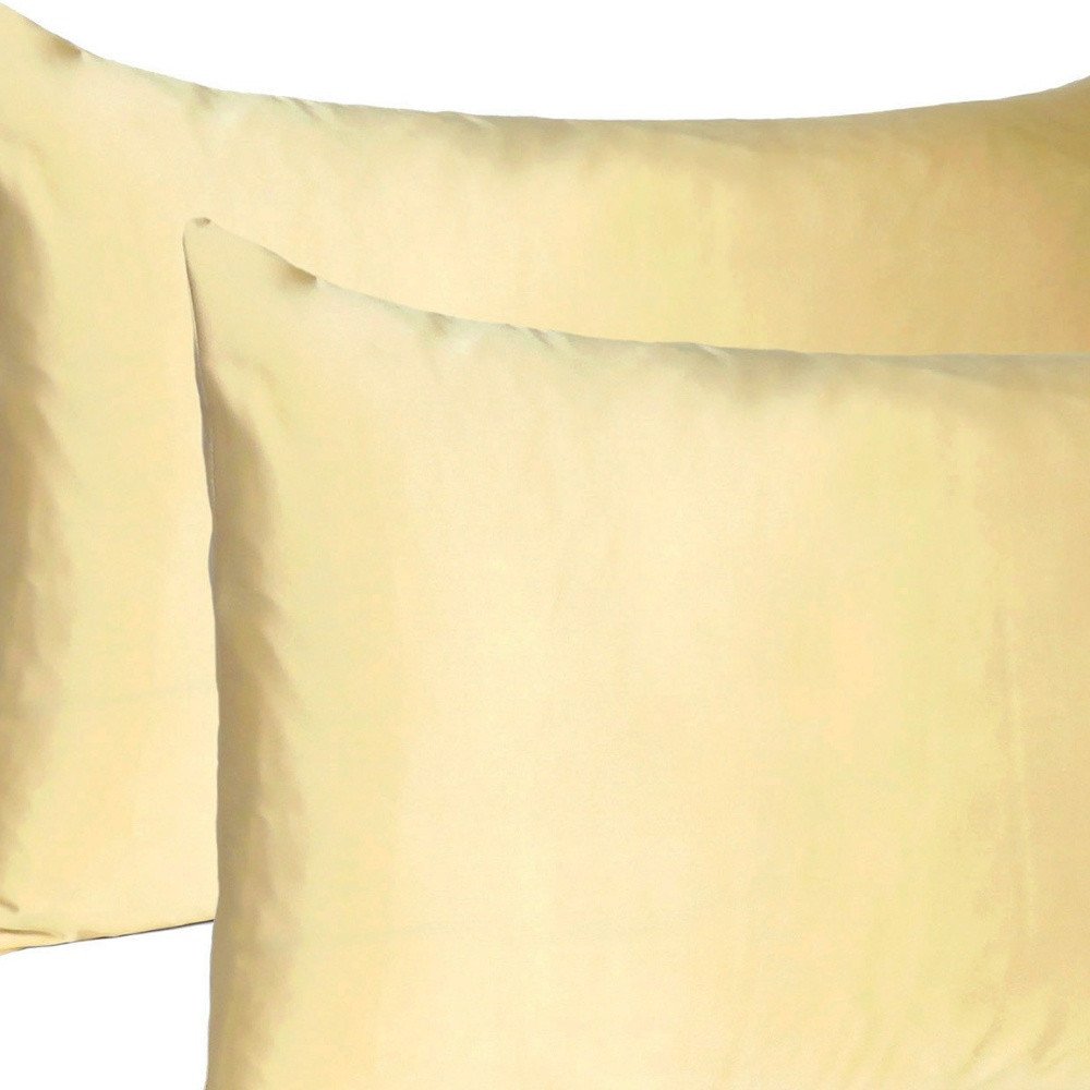 Pale Yellow Dreamy Set Of 2 Silky Satin Queen Pillowcases HomeRoots