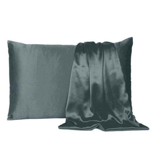 Gray Dreamy Set Of 2 Silky Satin Queen Pillowcases HomeRoots