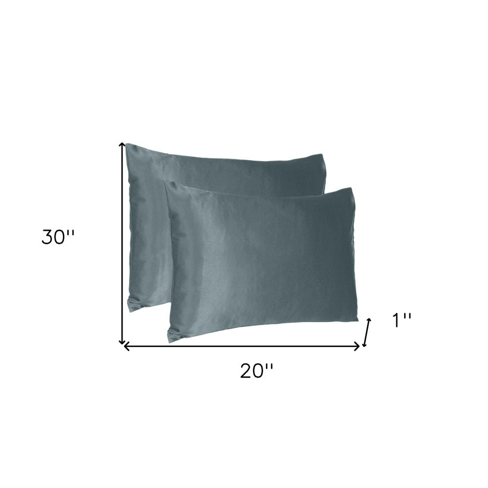 Gray Dreamy Set Of 2 Silky Satin Queen Pillowcases HomeRoots