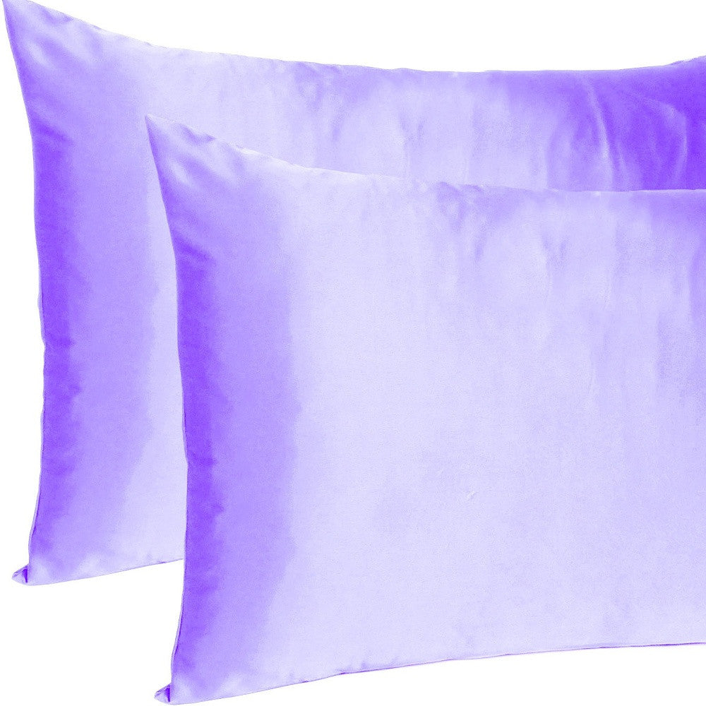 Purple Dreamy Set Of 2 Silky Satin Queen Pillowcases