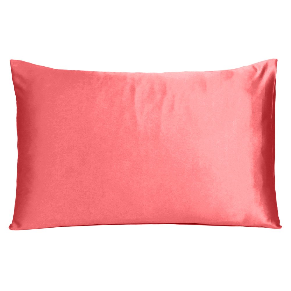 Coral Dreamy Set Of 2 Silky Satin Queen Pillowcases HomeRoots