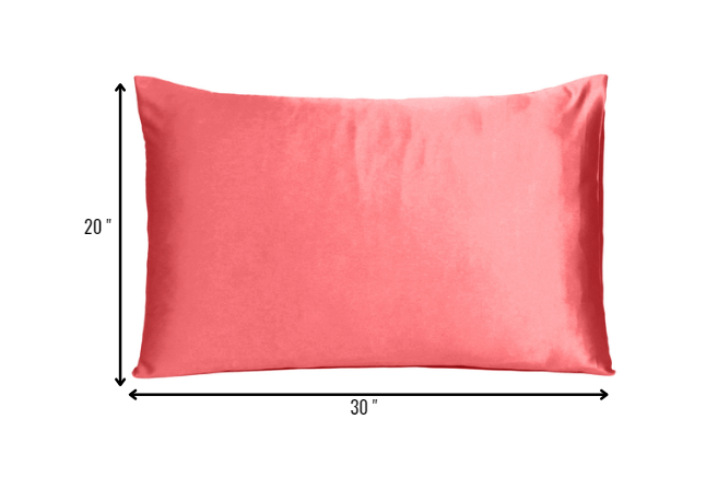 Coral Dreamy Set Of 2 Silky Satin Queen Pillowcases