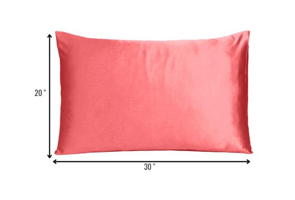 Coral Dreamy Set Of 2 Silky Satin Queen Pillowcases HomeRoots