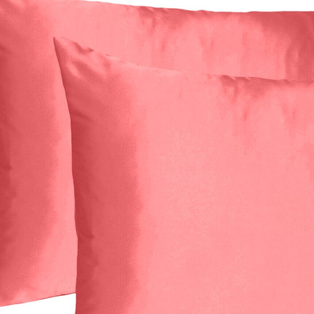 Coral Dreamy Set Of 2 Silky Satin Queen Pillowcases HomeRoots