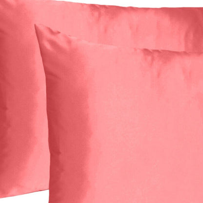 Coral Dreamy Set Of 2 Silky Satin Queen Pillowcases HomeRoots