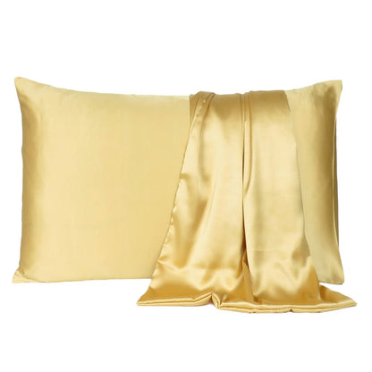 Gold Dreamy Set Of 2 Silky Satin Queen Pillowcases HomeRoots