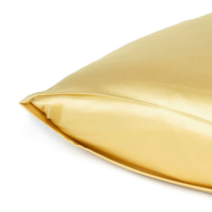 Gold Dreamy Set Of 2 Silky Satin Queen Pillowcases HomeRoots