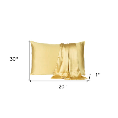 Gold Dreamy Set Of 2 Silky Satin Queen Pillowcases