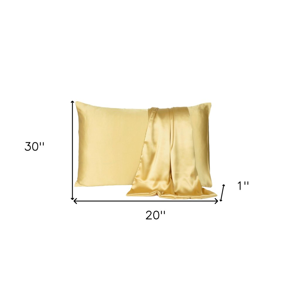 Gold Dreamy Set Of 2 Silky Satin Queen Pillowcases HomeRoots