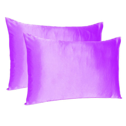 Violet Dreamy Set Of 2 Silky Satin Queen Pillowcases HomeRoots