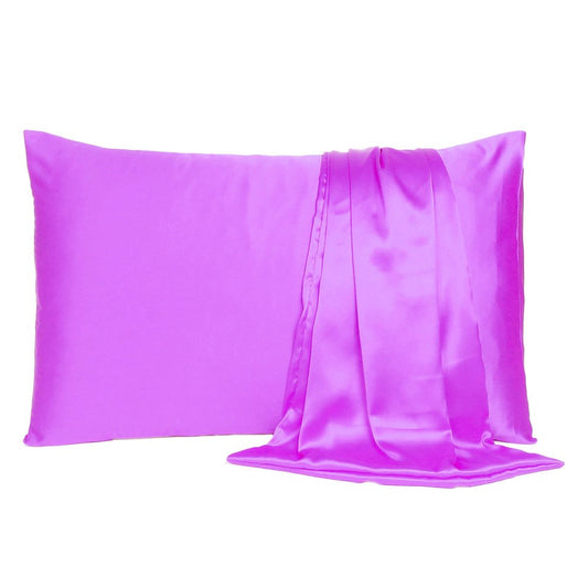 Violet Dreamy Set Of 2 Silky Satin Queen Pillowcases HomeRoots
