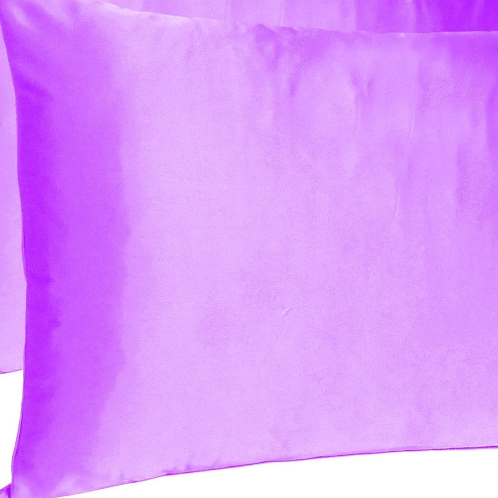 Violet Dreamy Set Of 2 Silky Satin Queen Pillowcases HomeRoots