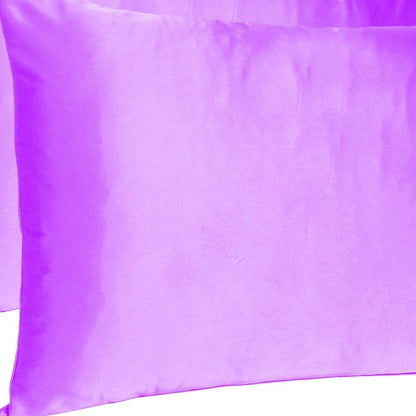 Violet Dreamy Set Of 2 Silky Satin Queen Pillowcases HomeRoots