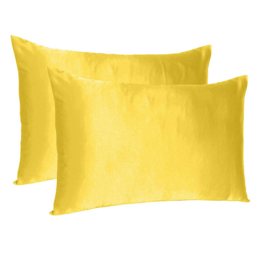 Lemon Dreamy Set Of 2 Silky Satin Queen Pillowcases - FurniFindUSA