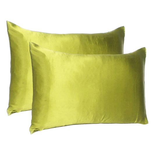 Lemongrass Dreamy Set Of 2 Silky Satin Queen Pillowcases - FurniFindUSA