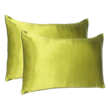 Set of Two Lemongrass Dreamy Silk Satin Queen Pillowcases HomeRoots
