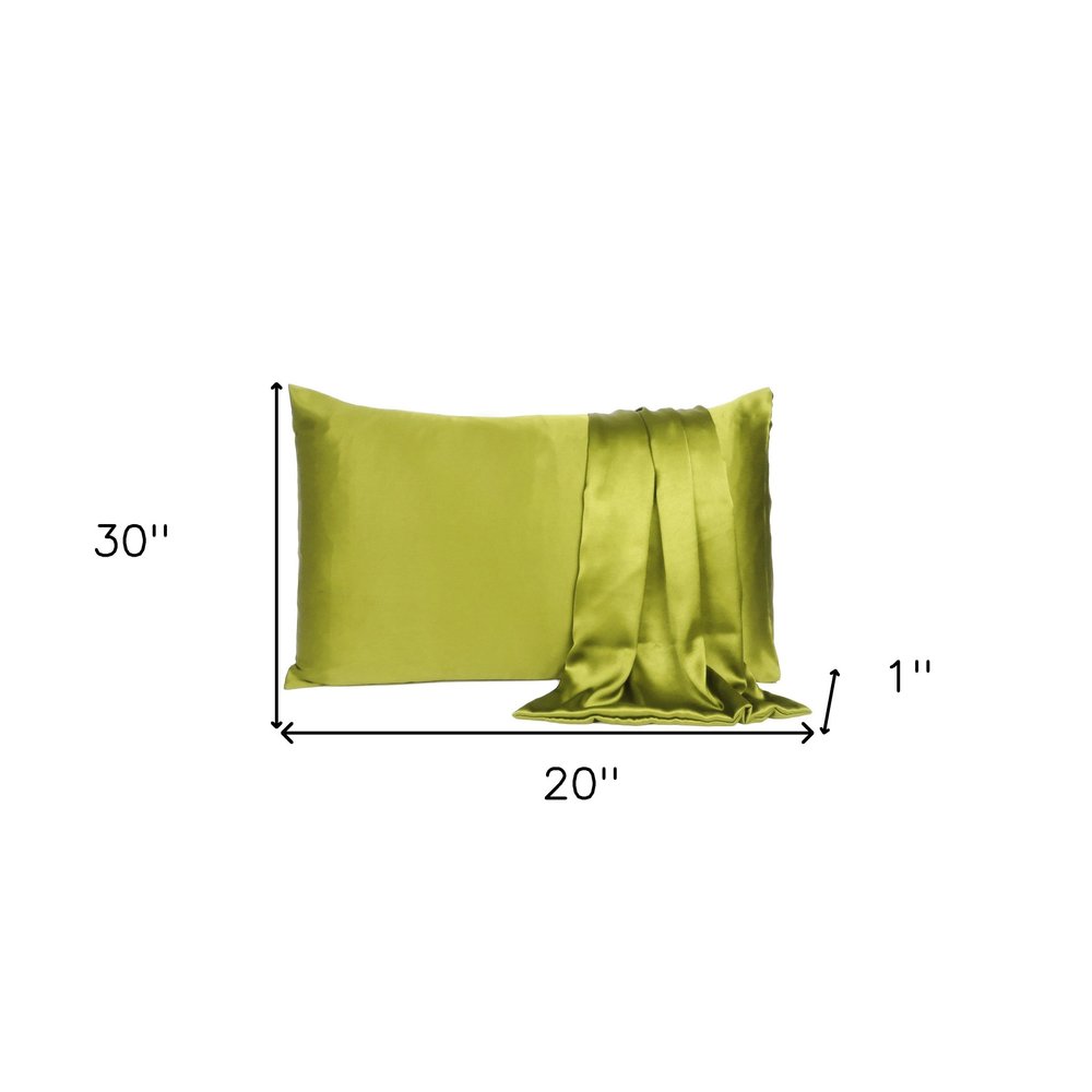 Set of Two Lemongrass Dreamy Silk Satin Queen Pillowcases HomeRoots