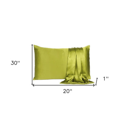 Set of Two Lemongrass Dreamy Silk Satin Queen Pillowcases HomeRoots