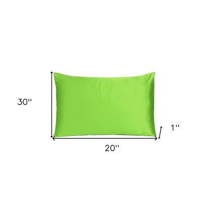 Bright Green Dreamy Set Of 2 Silky Satin Queen Pillowcases