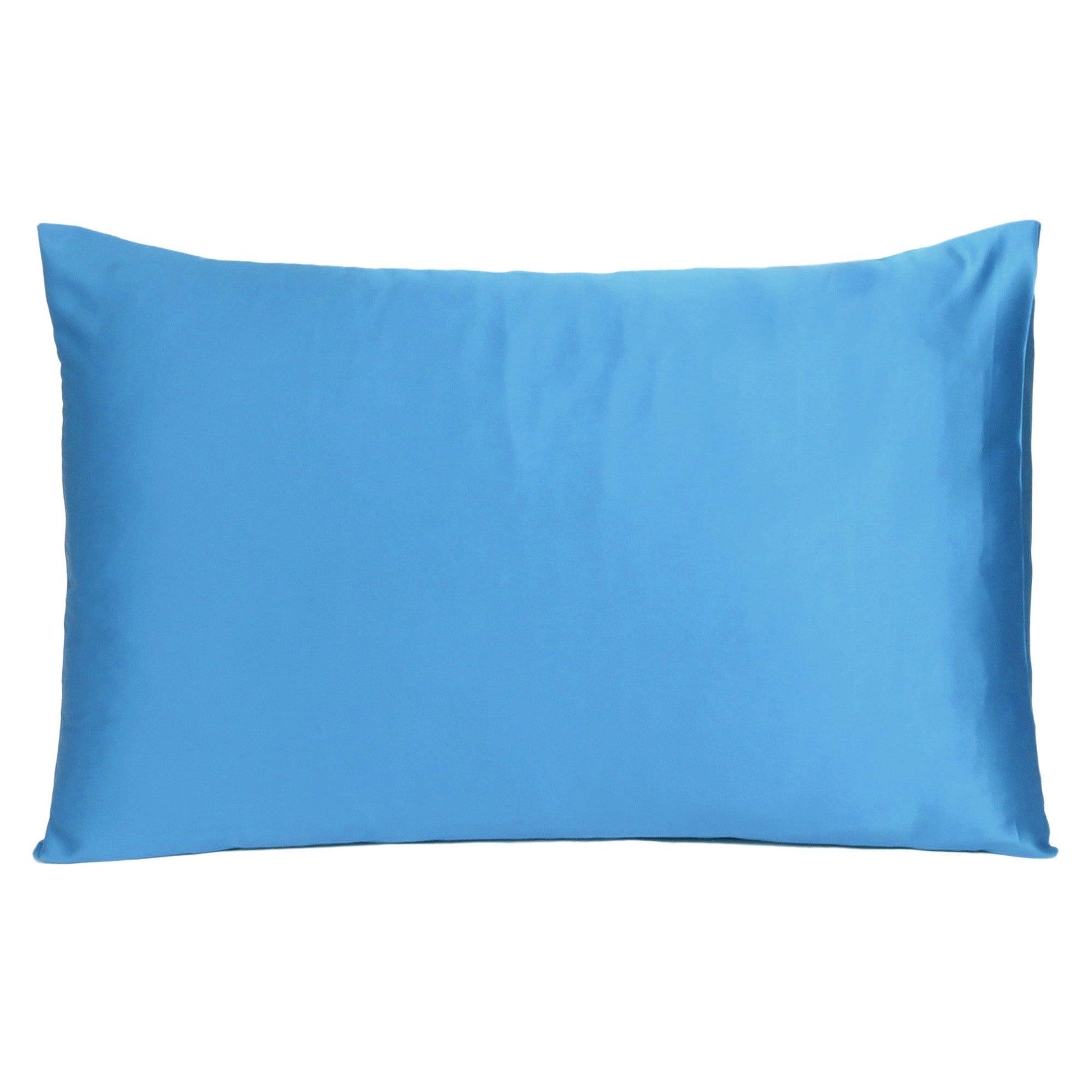 Bright Blue Dreamy Set Of 2 Silky Satin Queen Pillowcases - FurniFindUSA