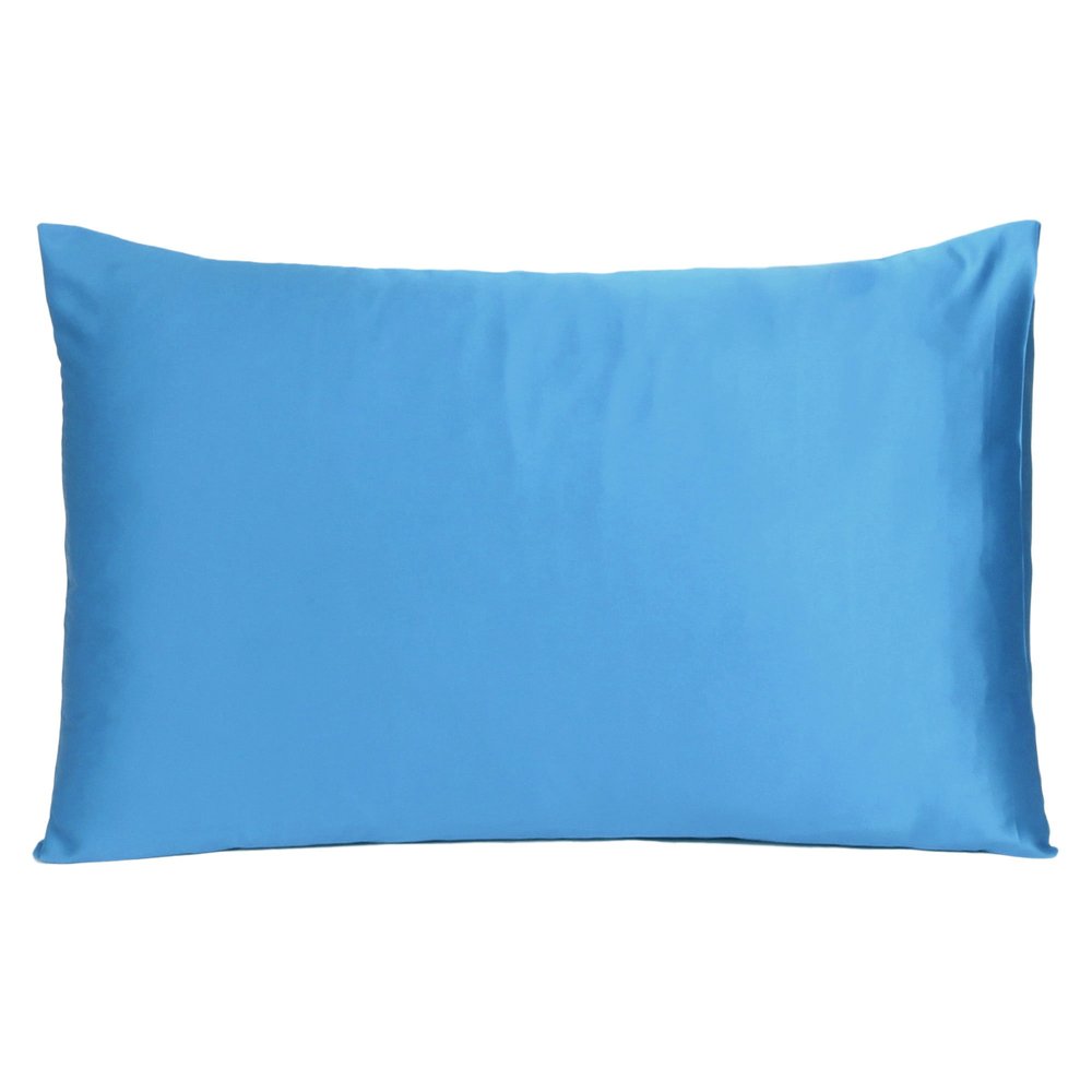 Bright Blue Dreamy Set Of 2 Silky Satin Queen Pillowcases HomeRoots
