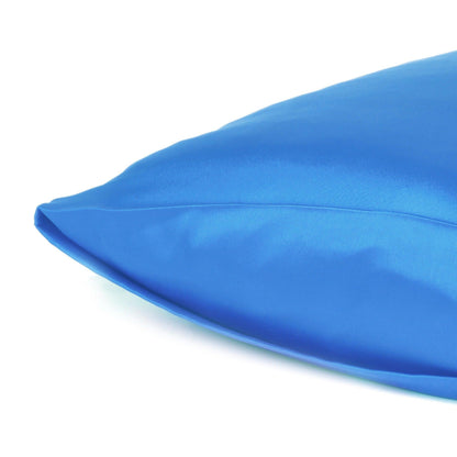 Bright Blue Dreamy Set Of 2 Silky Satin Queen Pillowcases - FurniFindUSA