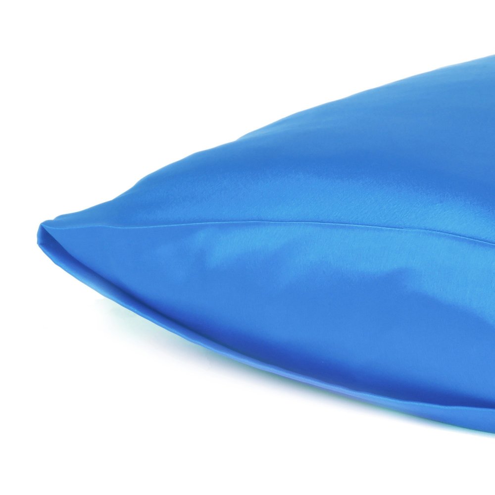 Bright Blue Dreamy Set Of 2 Silky Satin Queen Pillowcases HomeRoots