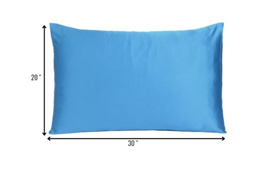 Bright Blue Dreamy Set Of 2 Silky Satin Queen Pillowcases HomeRoots