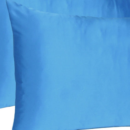 Bright Blue Dreamy Set Of 2 Silky Satin Queen Pillowcases HomeRoots